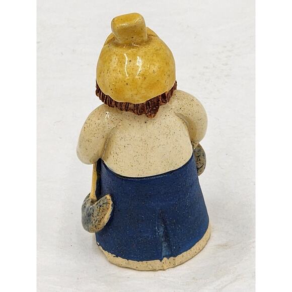 Folk Art Figurine Bearded Pottery Farmhouse Country Home Signed 1986 Glaze 3" - Picture 9 of 13